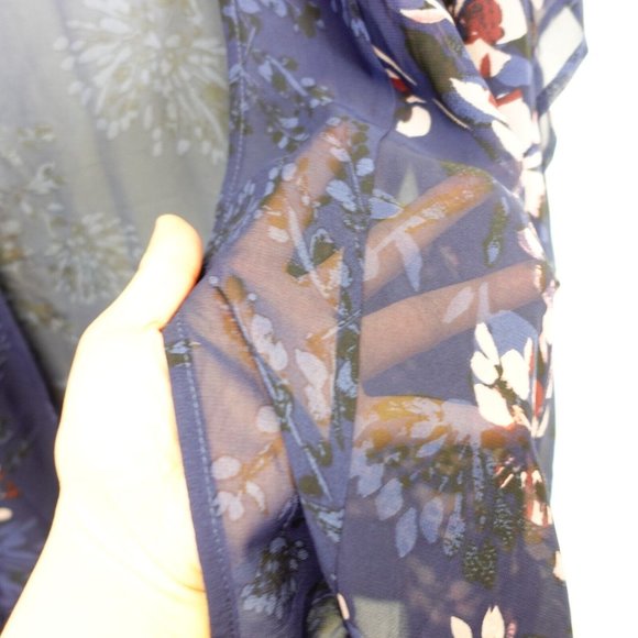 Motherhood Maternity‎ Top Womens Blue Floral Kimono Open Front Sheer - Picture 3 of 8